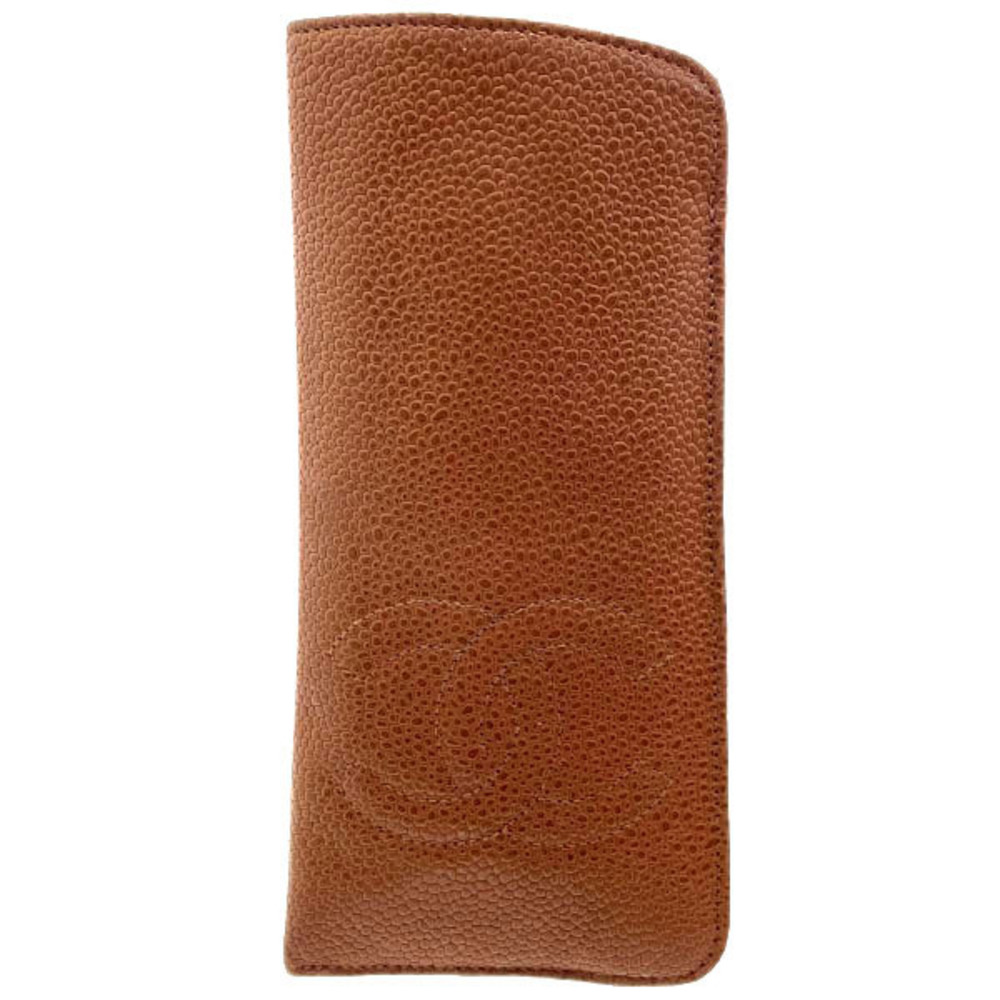 Chanel glasses case Caviar Skin Brown